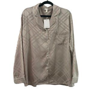 NWT Hope Horizon 2 Piece Geometric Print Pajama Set Grey/Mauve Size Medium